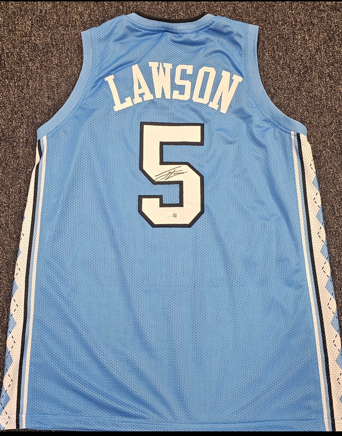Ty Lawson Signed North Carolina Throwback Jersey (Carolina Blue)